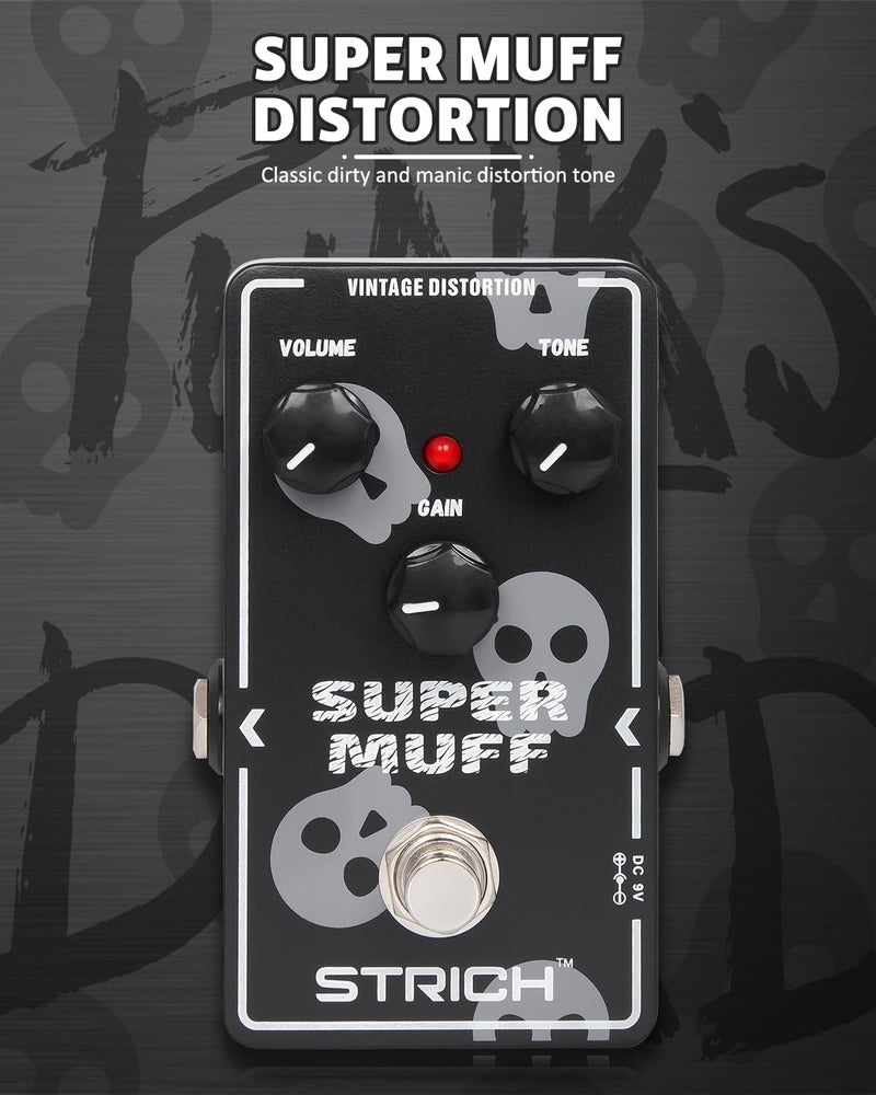 STRICH Distortion Guitar Pedal, Morpher Distortion, Super Muff Analog, Tight, Classic Crunch 80s Metal, True Bypass for Electric Guitar, White and Black - Image 3